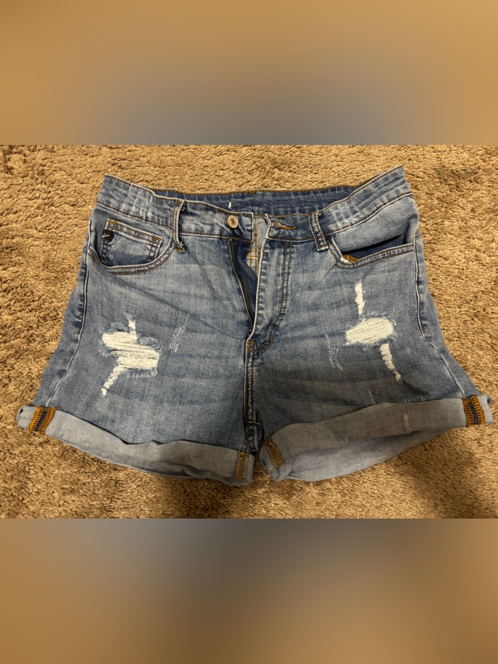 Light Blue Distressed Women's Denim Shorts